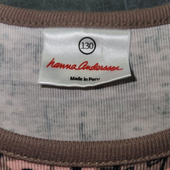 Hanna Andersson Girls Long Sleeve Floral Dress Size 130 8 Pink & Brown 2525 - Picture 3 of 7